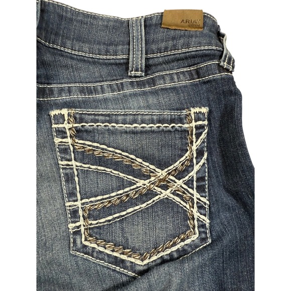 Ariat Womens Denim Trousers Blue Wash Embroidered Pockets Size 31S Bootcut 32X30 - Picture 6 of 17